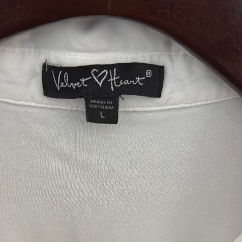 Velvet Heart White Cotton Short Sleeve blouse | L - Picture 2 of 4